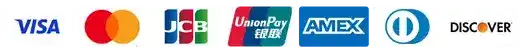 Payment-options like visa, mastercard, JCB, China Union Pay, AMEX, Diners club international, Discover