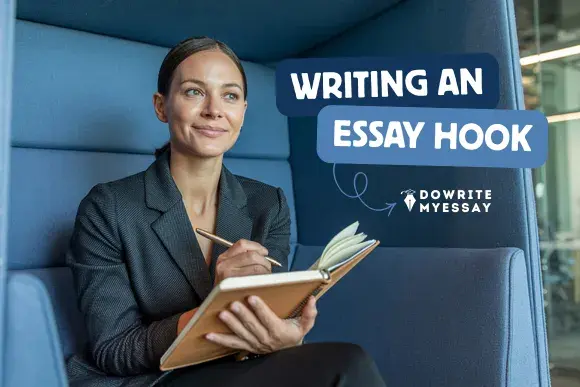 how to write an essay hook with student planning opening line in notebook