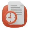 Timely delivery icon with clock and document.